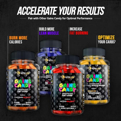 ALPHA LION Gains Candy, Supplement Pills for Muscle Pump & Blood Flow, Nitric Oxide Booster, Supports Mental Focus, Use Daily to Upgrade Workout Performance, 60 Capsules (S7)