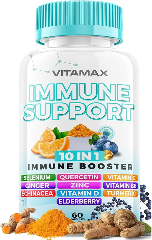 10-in-1 Immune System Support Booster D3, Selenium, B6, Echinacea (60 Count 1))