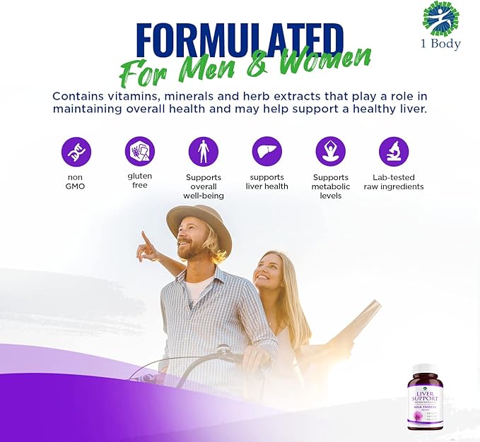 1 Body Liver Support: Twin Pack 60 Capsules