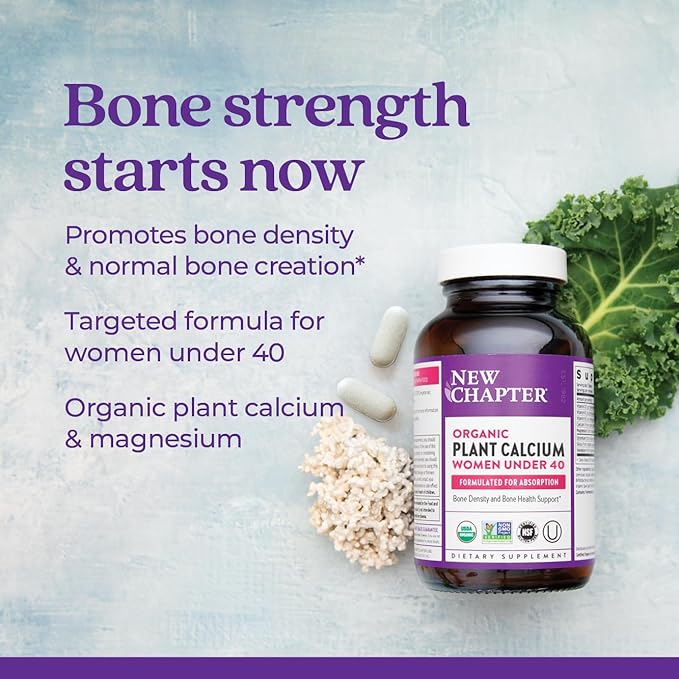 New Chapter Calcium Supplement – Organic 40, with D3 for K2 + 60 Count