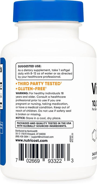 Nutricost Vitamin D3 10,000 IU, 240 (3 Bottles)