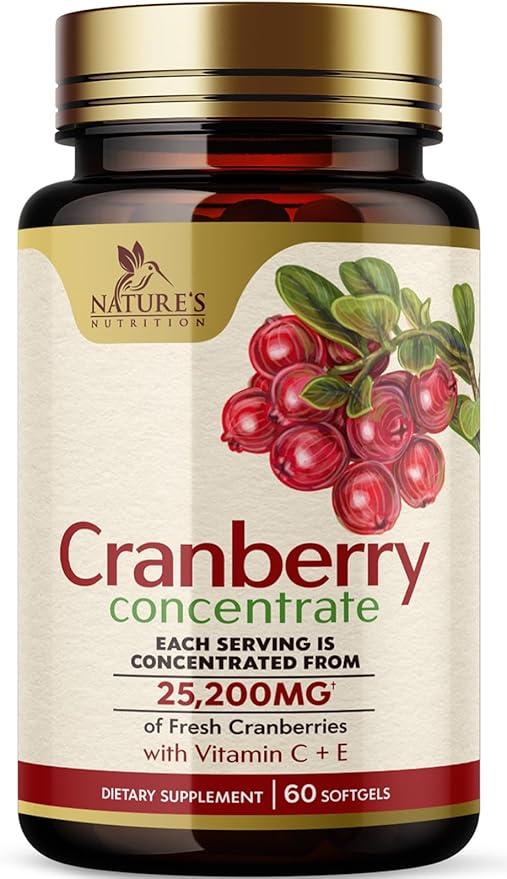 Cranberry Concentrate Extract Supplement for Women 25,200mg Formula 60 Softgels