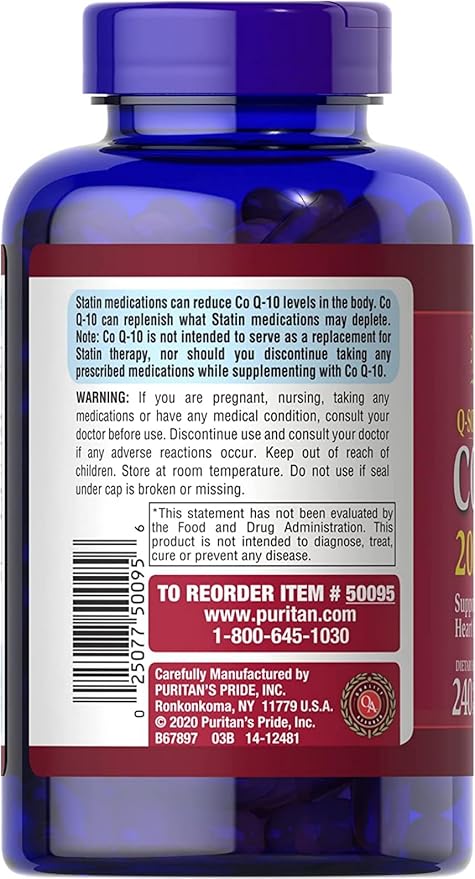 Puri-tans Pride CoQ10 200mg 240 Softgels,