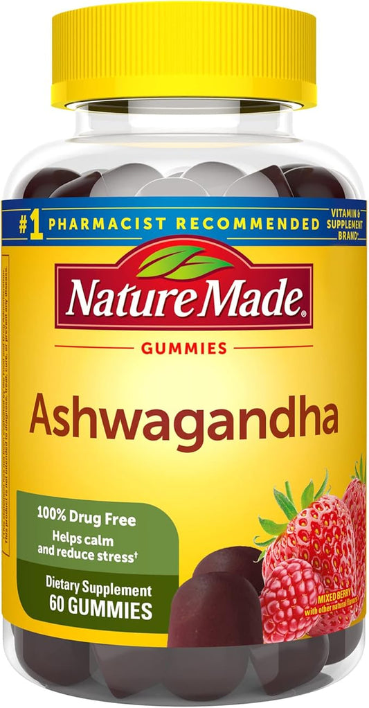 Nature Made Ashwagandha Gummies, Vegan, KSM 66 Ashwagandha 60 Count, 30 Day