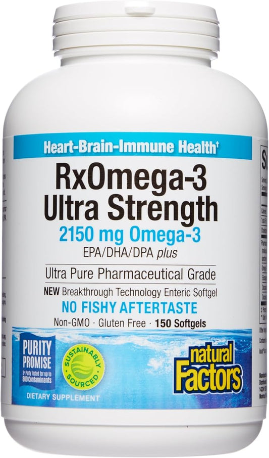 Natural Factors, Ultra Strength RxOmega-3 Fish 2,150 mg Omega-3 Per 150 Softgels