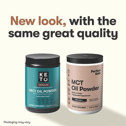 Perfect Keto 7g MCT Oil Powder, Medium Chain Triglycerides Supplement, Non Dairy Coffee Creamer for Keto Diet, Ketogenic MCT Oil Mix for Coffee, Smoothie, Protein Shakes, Chocolate, 30 Servings