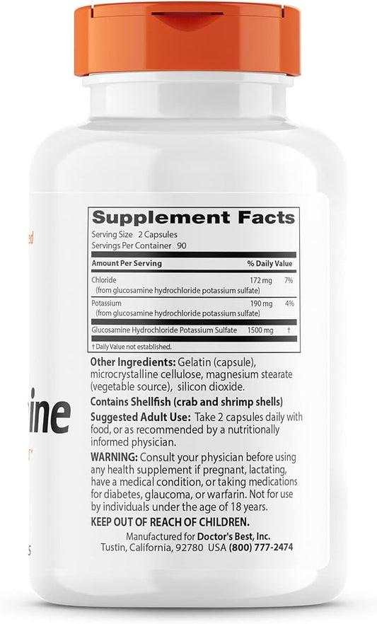 Doctor's Best Glucosamine, Non-GMO, Gluten & 750 mg, 180 Count