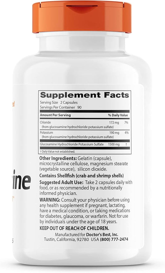 Doctor's Best Glucosamine, Non-GMO, Gluten & 750 mg, 180 Count