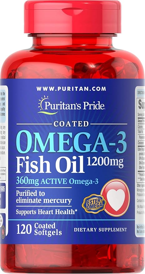 Puritan's Pride Omega-3 Fish Oil Coated 1200 mg (360 mg Omega-3)-120 Coated