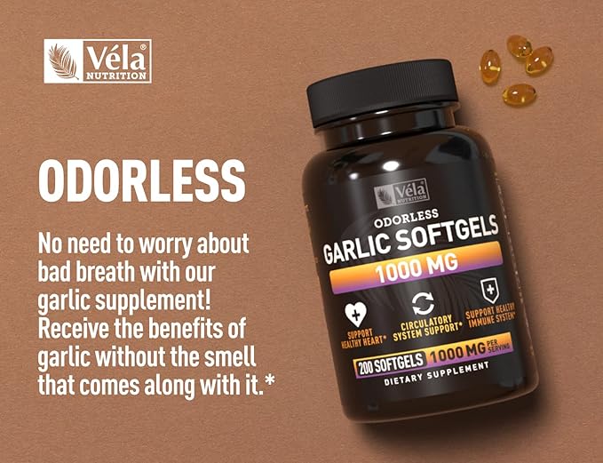 Odorless Garlic Supplement 1,000 mg 3rd Party 200 Capsules