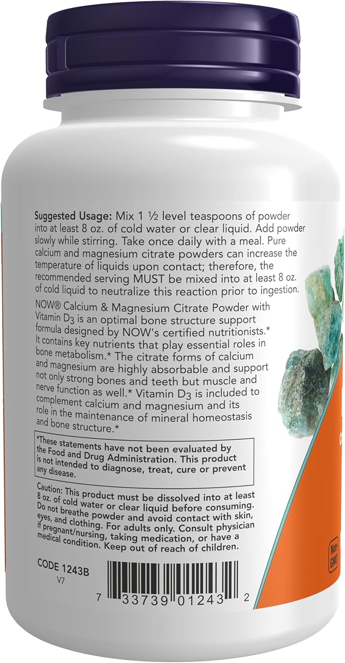 NOW Supplements, Calcium & Magnesium Citrate D3, Supports 8-Ounce