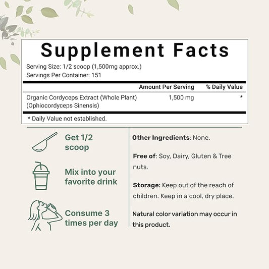 Micro Ingredients Organic Cordyceps Mushroom Extract 8 Ounces 100:1 Fruit