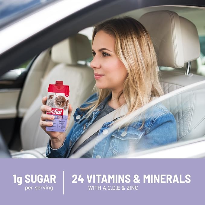 SlimFast Protein Shake, Chocolate- 20g Protein, 24 Vitamins 11 Fl 12)
