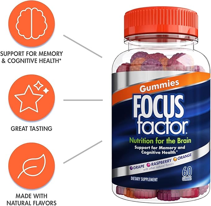 Focus Factor Nootropic Gummies, Memory Supplement 60 Count, 2