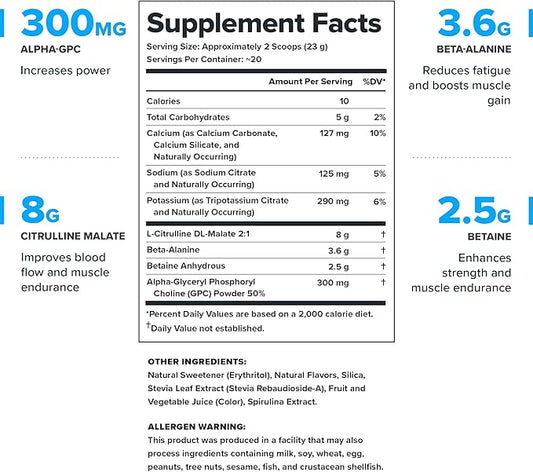 LEGION Pulse Pre Workout Supplement - All Natural Nitric Oxide Preworkout Drink to Boost Energy, Creatine Free, Naturally Sweetened, Beta Alanine, Citrulline, Alpha GPC (Caffeine Free Grape)