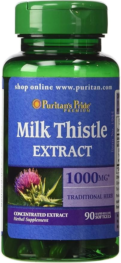 Puritan's Pride Milk Thistle 4:1 Extract 1000 mg 4:1 Extract 1000 mg 90 Count 2)