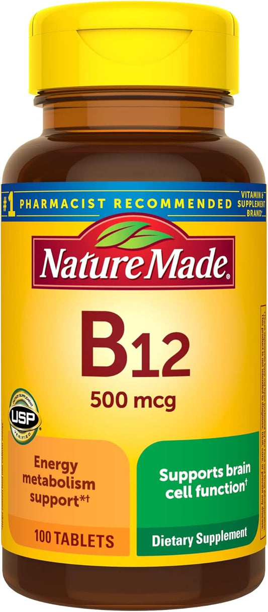 Nature Made Vitamin B12 500 mcg, 100 Tablets, 100 Day