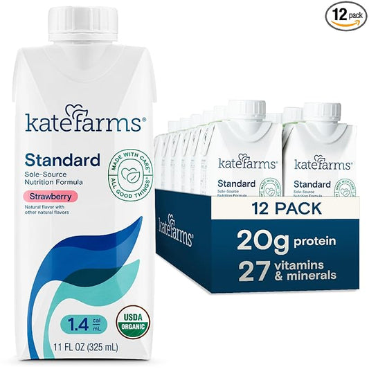 KATE FARMS Organic 1.4 High Calorie 20g Protein, 27 Vitamins 11 oz (12 Pack)