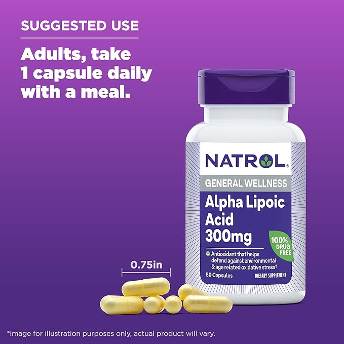 Natrol Alpha Lipoic Acid Capsules, Antioxidant 300mg, 50 50 Count