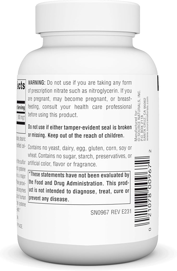 Source Naturals N-Acetyl Cysteine Antioxidant Support 600 mg 120 Tablets