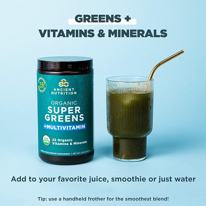 Ancient Nutrition Organic SuperGreens and Multivitamin 25 Servings