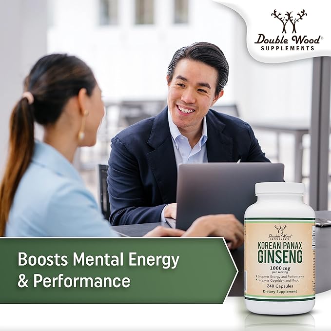 Ginseng Capsules (Korean Red Ginseng Extract, 10% Ginsenosides) (4 Month 240 Vegan 1,000mg per