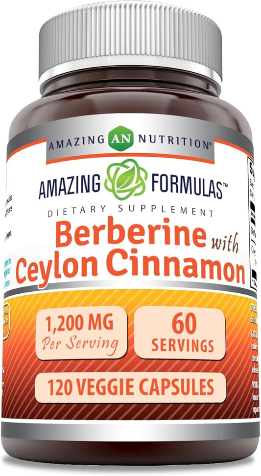 Amazing Formulas Berberine with Pure Ceylon 1200 Mg (1 Pack, 120 Count)