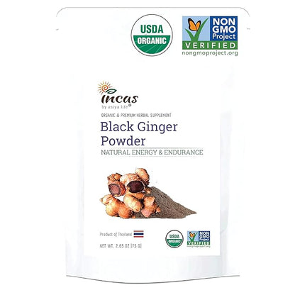 INCAS 100% USDA Organic Black Ginger 2.65 Ounce (75 Grams)