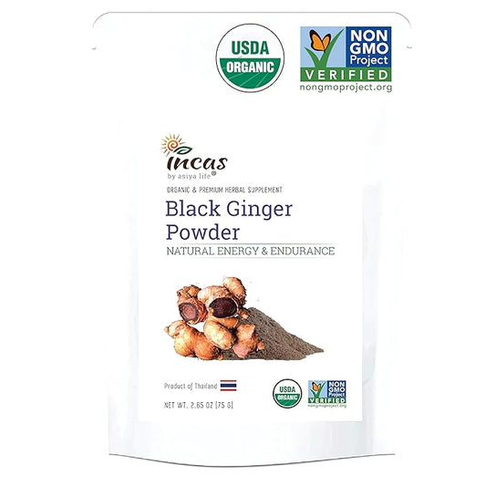 INCAS 100% USDA Organic Black Ginger 2.65 Ounce (75 Grams)