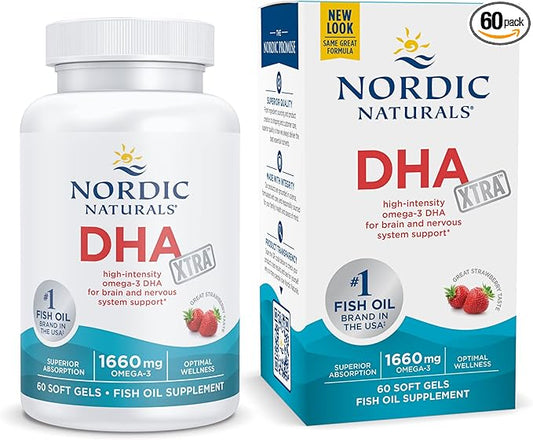 Nordic Naturals DHA Xtra, Strawberry 60 Soft 1660 mg Omega-3 - 30 Servings