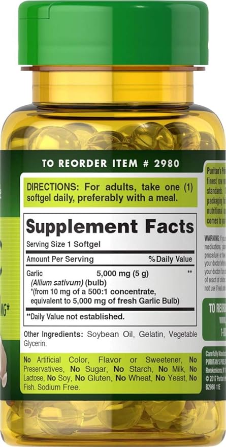 Puritan's Pride Garlic Oil 5000 mg-100