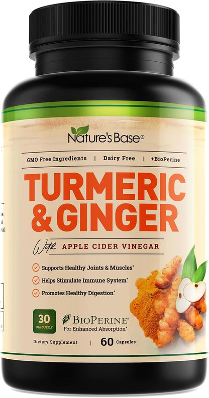 Turmeric and Ginger Supplement 95% Curcuminoids 60 Capsules