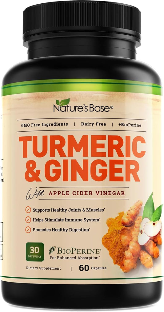 Turmeric and Ginger Supplement 95% Curcuminoids 60 Capsules