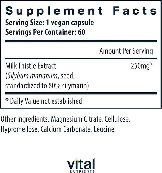 Vital Nutrients Milk Thistle Extract 250mg 60 Capsules