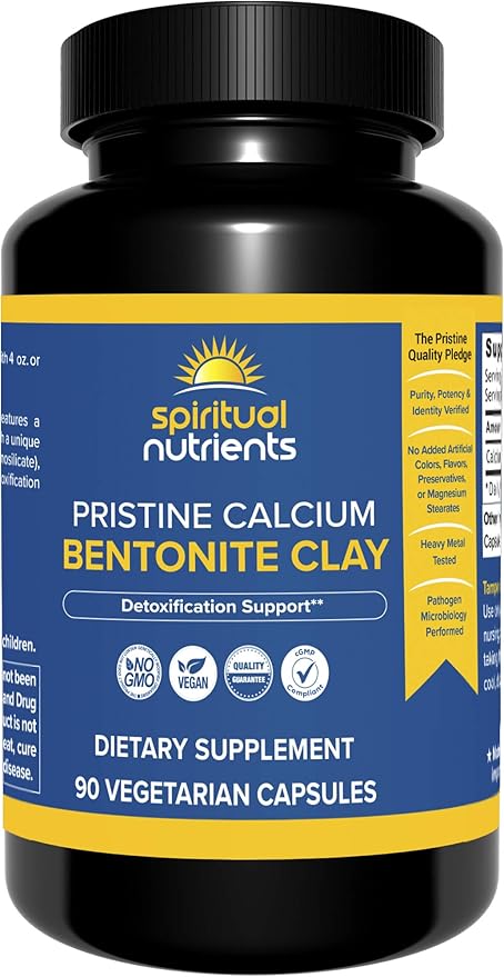 Pristine Calcium Bentonite Clay | Whole Body Detoxification, Featuring Calcium Aluminosilicate | Non-GMO, Vegan | 90 Capsules