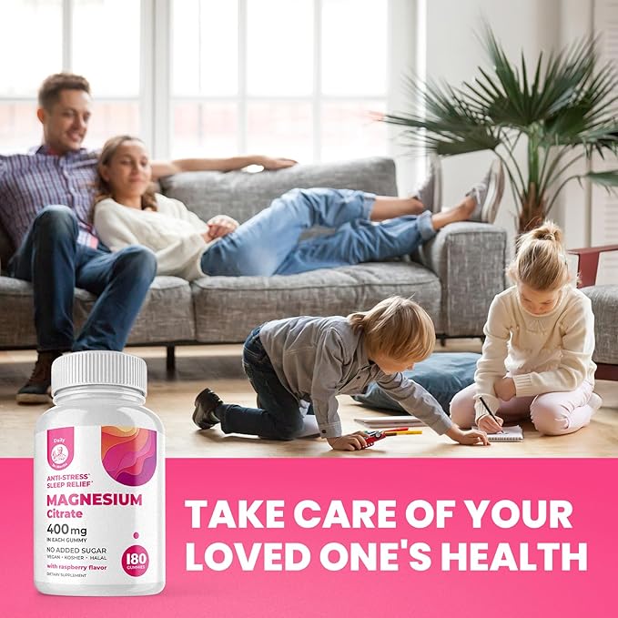 Dr. Moritz Magnesium Gummies for Adults - Low-Sugar Magnesium Gummies 400 mg - Easy to Chew Adult and Kids Magnesium Gummies (180 Count) - Raspberry Flavored Magnesium Citrate Gummies