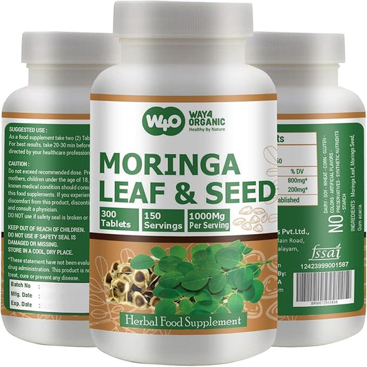 Moringa Oleifera Leaf and Seed Powder (80:20) Ratio 300 Pills(Tablets), 150 Servings, 1000 mg. 1.