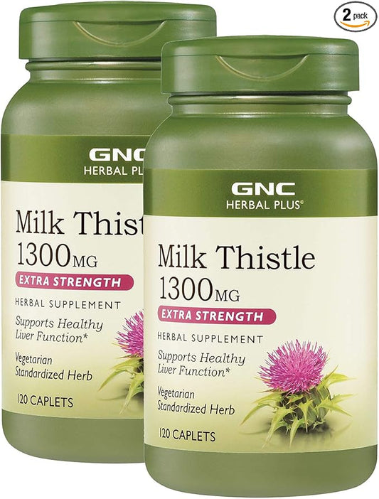 GNC Herbal Plus Milk Thistle 1300mg, 120 Caplets