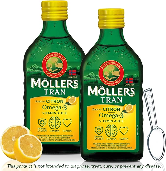 Tran Cod Liver Oil 2 x 250 ml/ 8.45 fl Omega-3 | 3 Fish 2 Bottles 1 Dosing