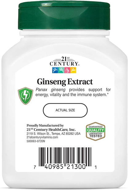 21st Century Ginseng Extract Veg Capsules, 60Count (Pack 2)