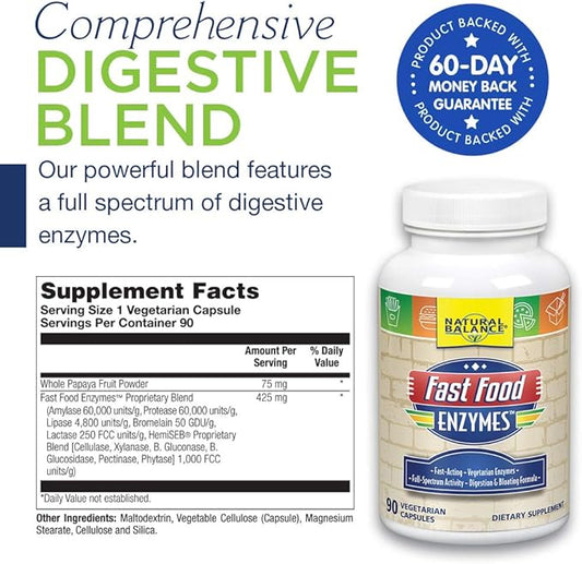 Natural Balance Fast Food Enzymes, 90-Capsules
