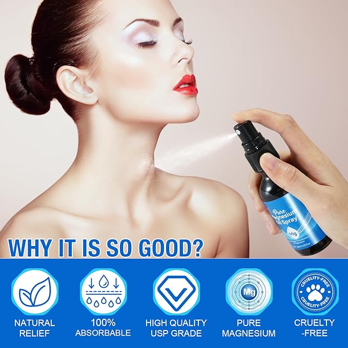 Magnesium Oil Spray,2pcs Magnesium Oil Massage,4.04 fl