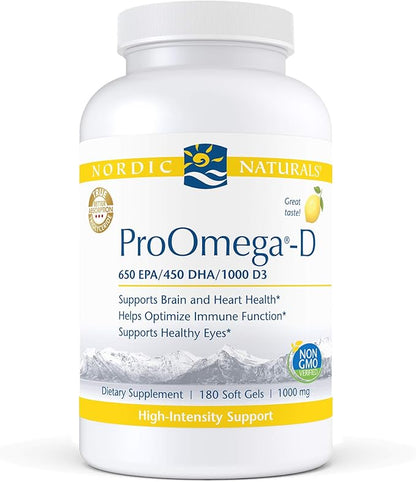 Nordic Naturals ProOmega-D, Lemon Flavor 180 Soft 1280 mg Omega-3 + 1000 IU D3 - 90 Servings