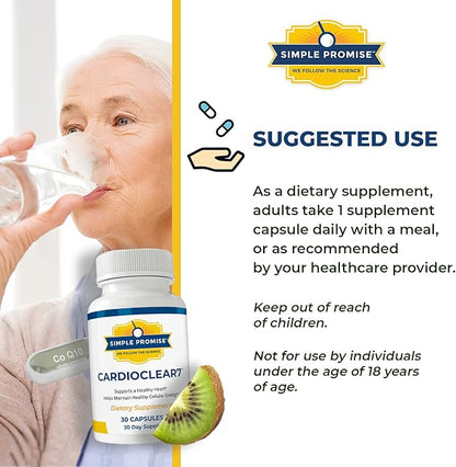 Simple Promise Cardio Clear 7 - Heart Health Supplements - Maintain Cellular Energy - Contains Coq 10, 30 Day Supply