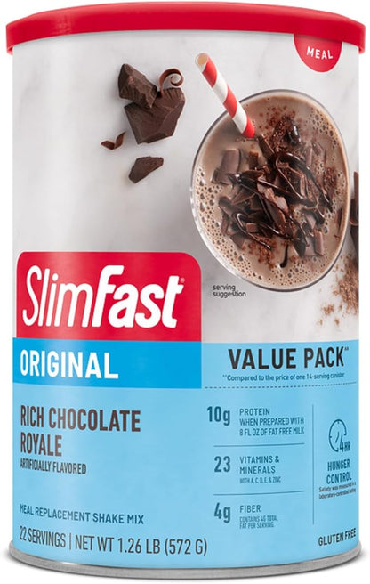 SlimFast Meal Replacement Powder, Original Rich 10g of 22 Servings