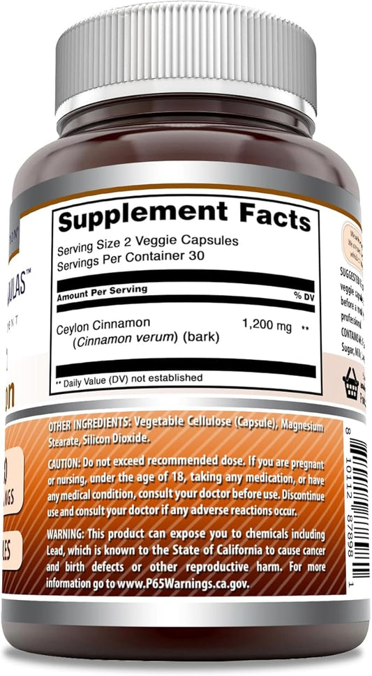 Amazing Formulas Ceylon Cinnamon 1200 Mg (1 Pack, 60 Count)