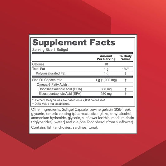 PROTOCOL FOR LIFE BALANCE DHA-500 - DHA 500mg & EPA 250mg - Fish Oil Supplement - Brain Health & Support - Easy Digestion - Non-GMO & Halal - 120 Softgels