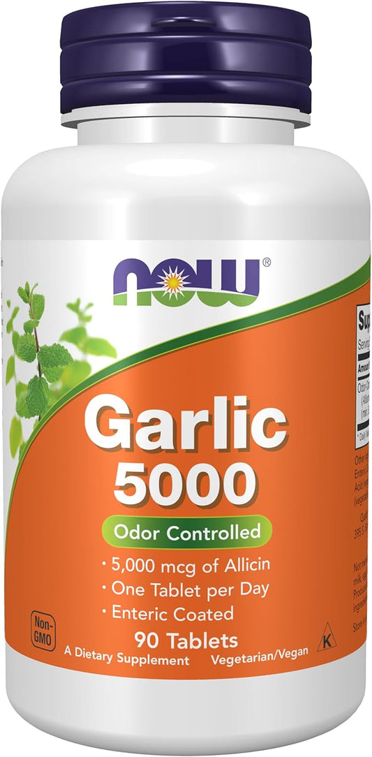 NOW Supplements, Garlic 5,000 (Allium sativum), 90 Tablets