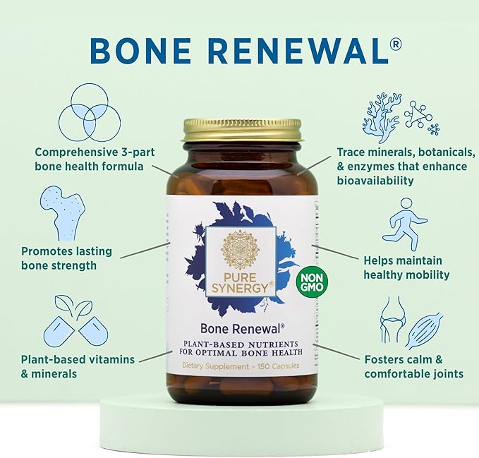 PURE SYNERGY Bone Renewal D3, K2, K2, Magnesium, (150 Capsules)