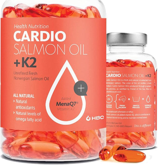 Cardio Triple Strength Omega 3 Fish K2-1000mg, Norwegian 3 Fatty 90 Capsules